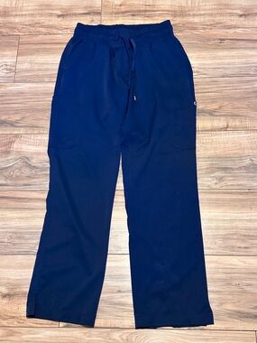 Women’s Navy Drawstring Wide-Leg Cargo Scrub Pants